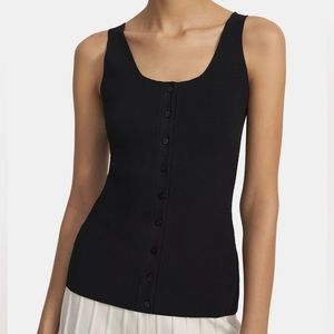 Theory - Button Up Tank Top in Compact Crepe - Black - Size L - New